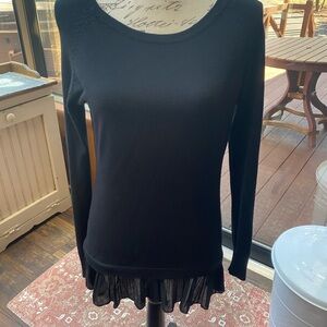 Milano Black Ruffled Blouse with Long Sleeves